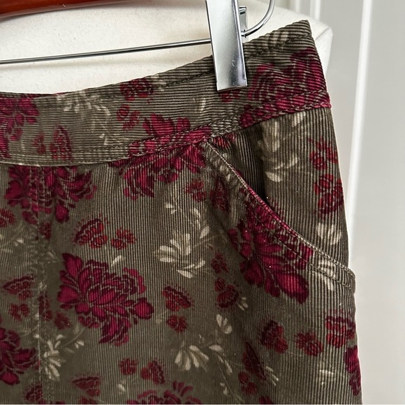 EDDIE BAUER Corduroy Dark Green Floral MIDI Skirt Granny Chic Western Retro 2 - Picture 12 of 14